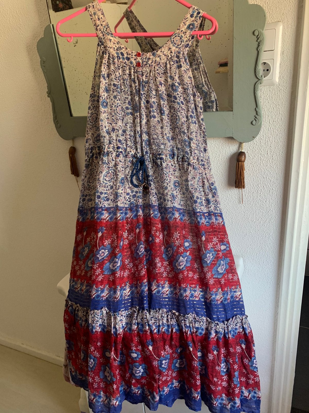 Origineel Vintage jurkje van echt zacht india- katoem, Kleding | Dames, Jurken, Maat 38/40 (M), Zo goed als nieuw, Onder de knie