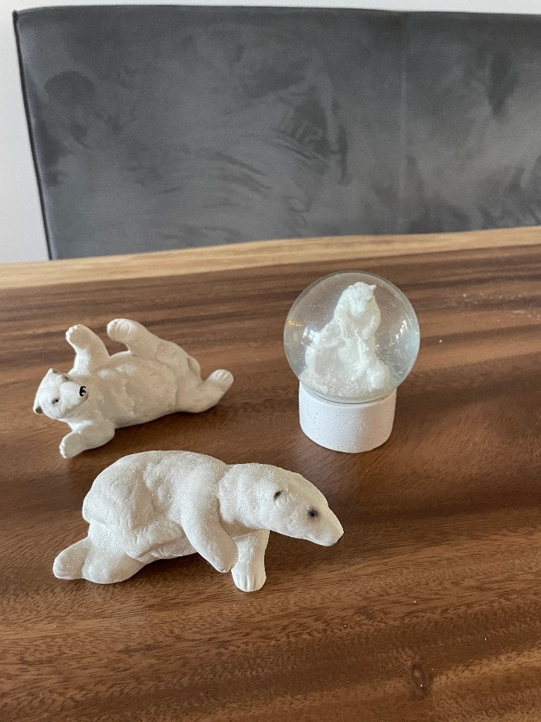 Kerst ijsbeer beeldjes en schud bal met ijsbeer en sneeuw, Ophalen of Verzenden