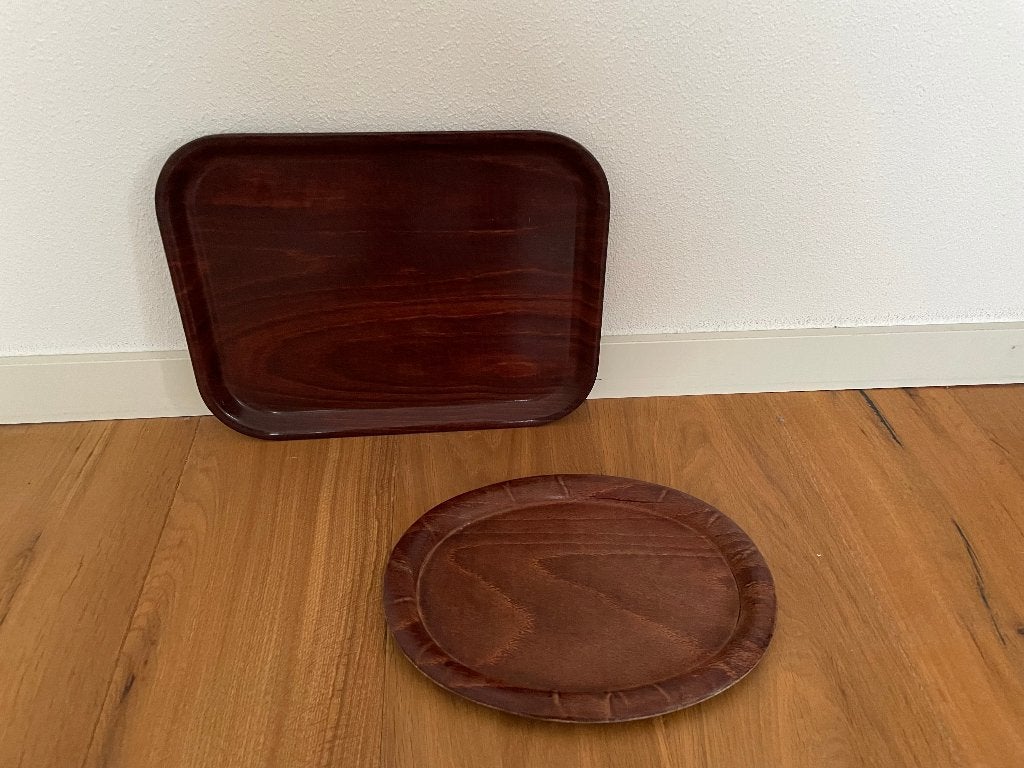2 vintage houten dienbladen Gerlings, Huis en Inrichting, Woonaccessoires | Dienbladen, Ophalen of Verzenden, Gebruikt, Rechthoekig