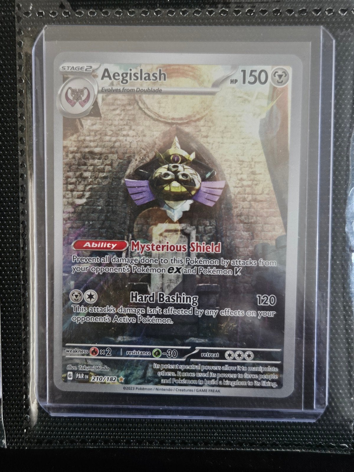 Pokemon Aegislash 210/182 Paradox Rift, Ophalen of Verzenden, Zo goed als nieuw, Losse kaart, Foil