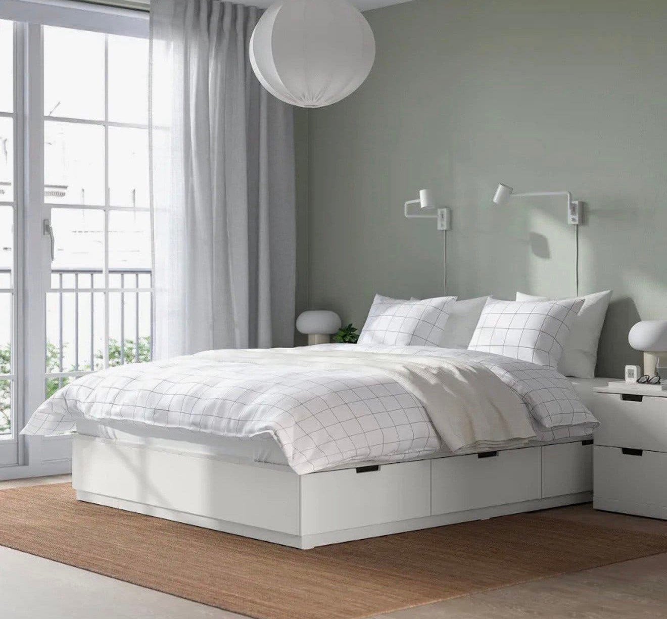IKEA NORDLI bedframe met opberglades, wit, 140x200 cm, Huis en Inrichting, Stoffering | Behang, Ophalen of Verzenden, Wit