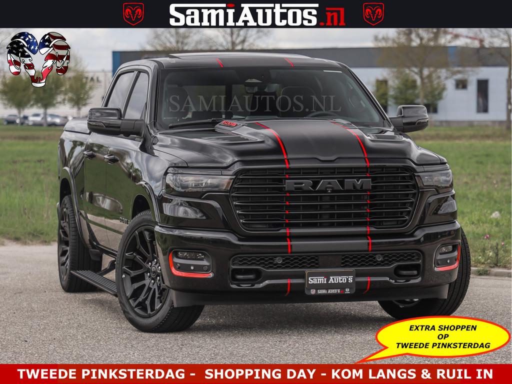 Dodge Ram NIGHT PREMIUM | 426PK | STRIPING | LUCHTVERING | H, Auto's, Automaat, Gebruikt, Met garantie (alle), Zwart