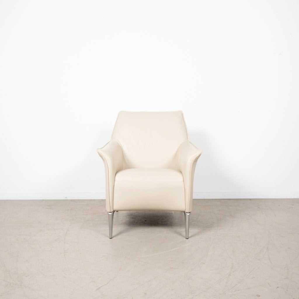 Leolux Mayuro Fauteuil Wit Leer, Huis en Inrichting, Fauteuils, Niet ingevuld, Zo goed als nieuw, Niet ingevuld, Niet ingevuld