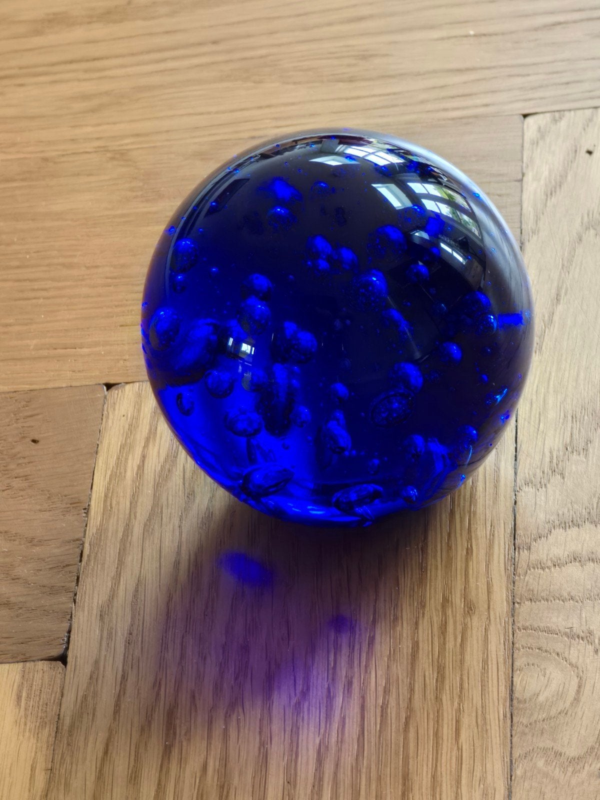 Glazen bol met bubbels - Kobaltblauw, Blauw, Ophalen of Verzenden, Zo goed als nieuw, Modern