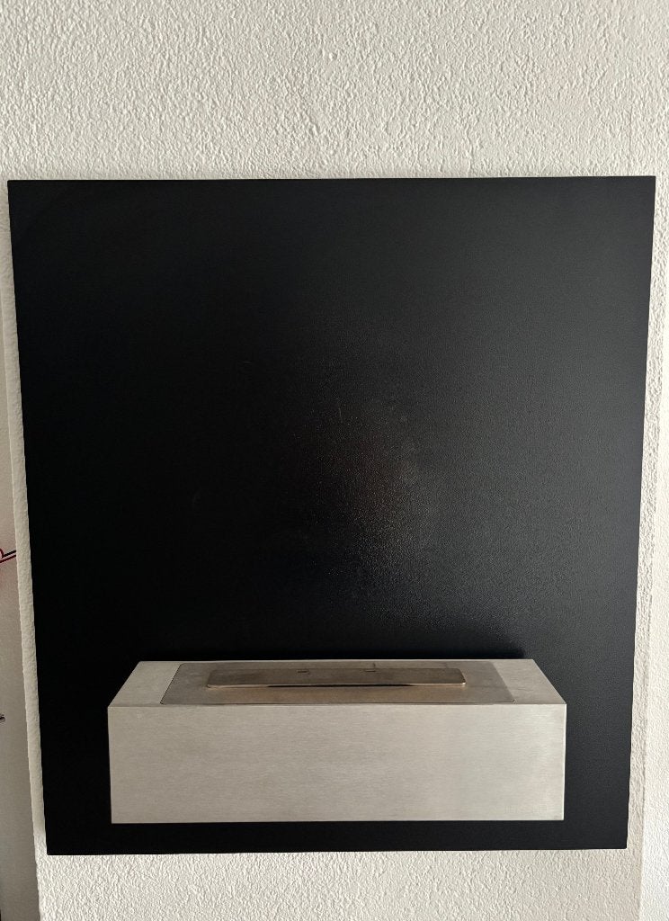 Luxe design bio-ethanol wandhaard / sfeerhaard (RVS & Zwart), Ophalen, Gebruikt, Vrijstaande haard, Overige soorten