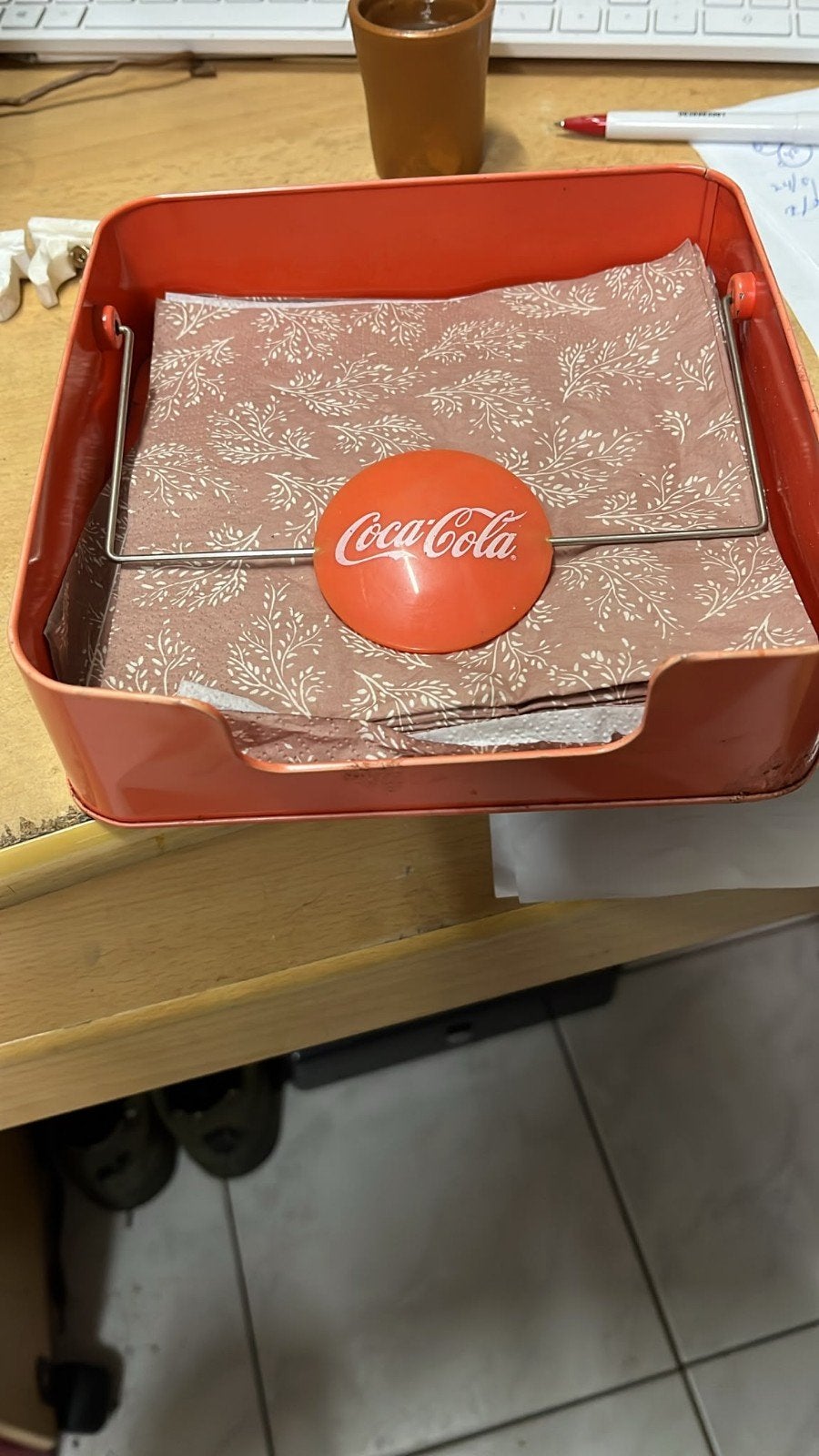 Coca-Cola servethouder - Vintage stijl, Ophalen of Verzenden, Metaal, Overige merken, Oranje