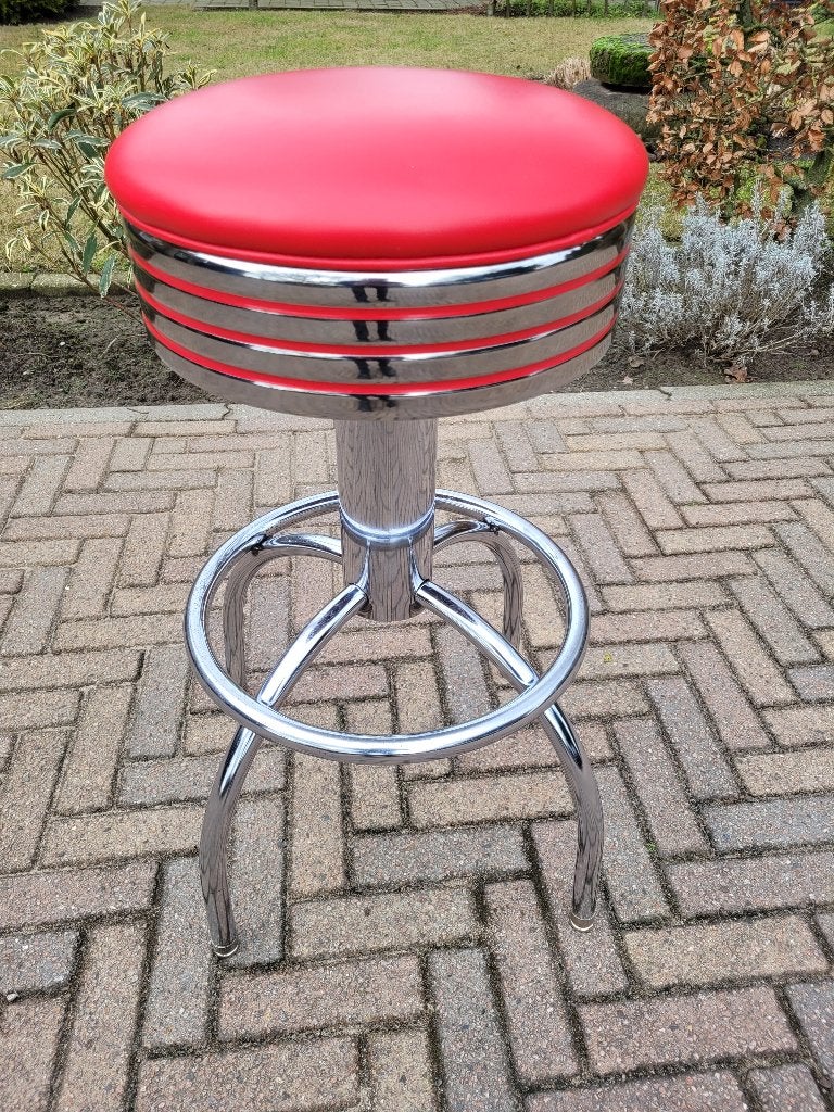diverse rode Bel Air barkrukken retro fifties sixties ..., Huis en Inrichting, Barkrukken, Ophalen, 60 tot 90 cm, Met voetsteun