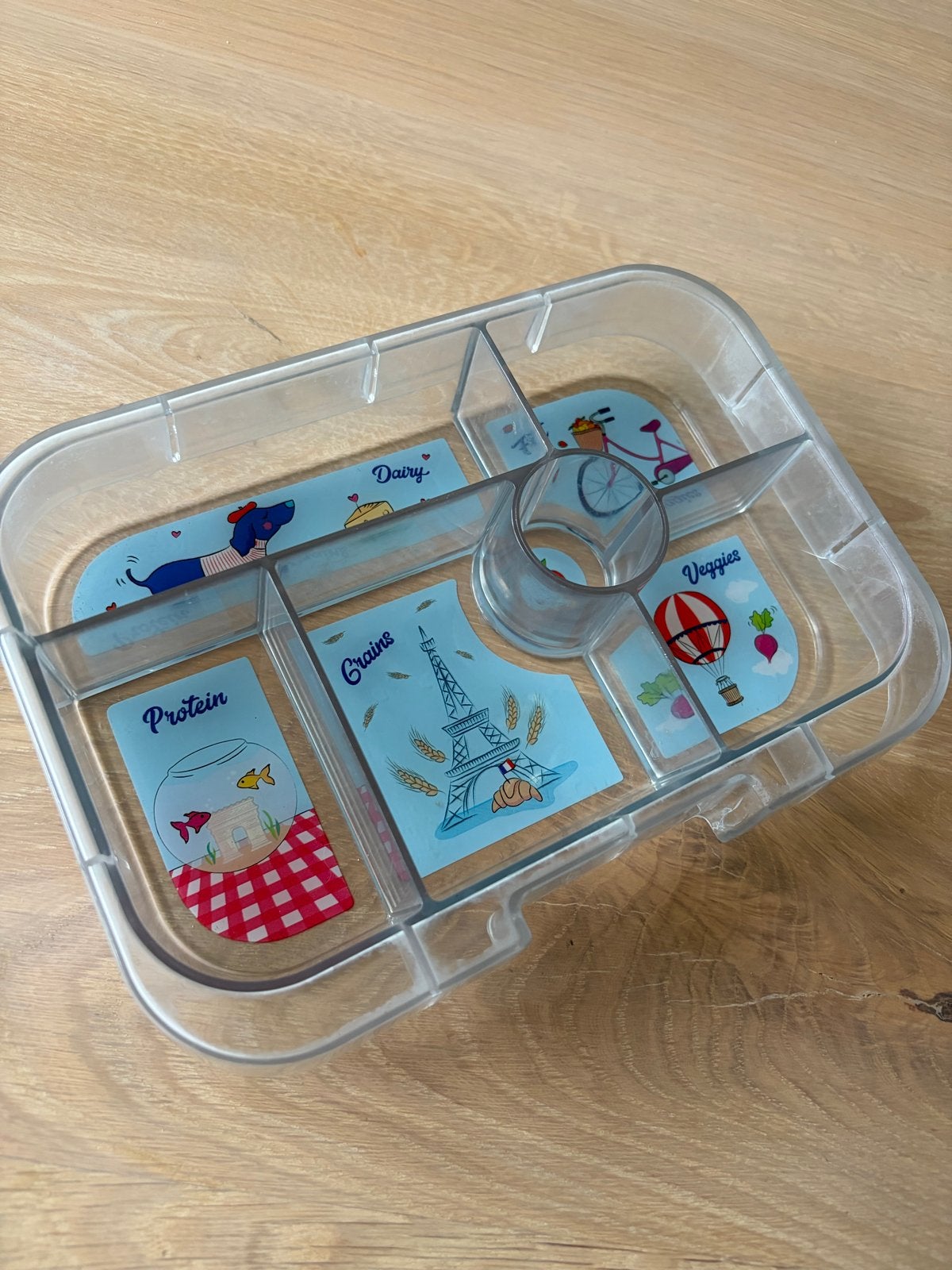 Yumbox Original Bente lunchbox - Paars met Parijs tray, Broodtrommel, Ophalen of Verzenden, Gebruikt, Paars