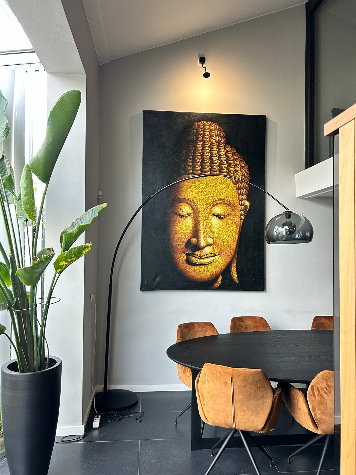 Groot Boeddha Schilderij - 200x140 cm, Ophalen, Overig onderwerp, Olieverf, Op houten frame