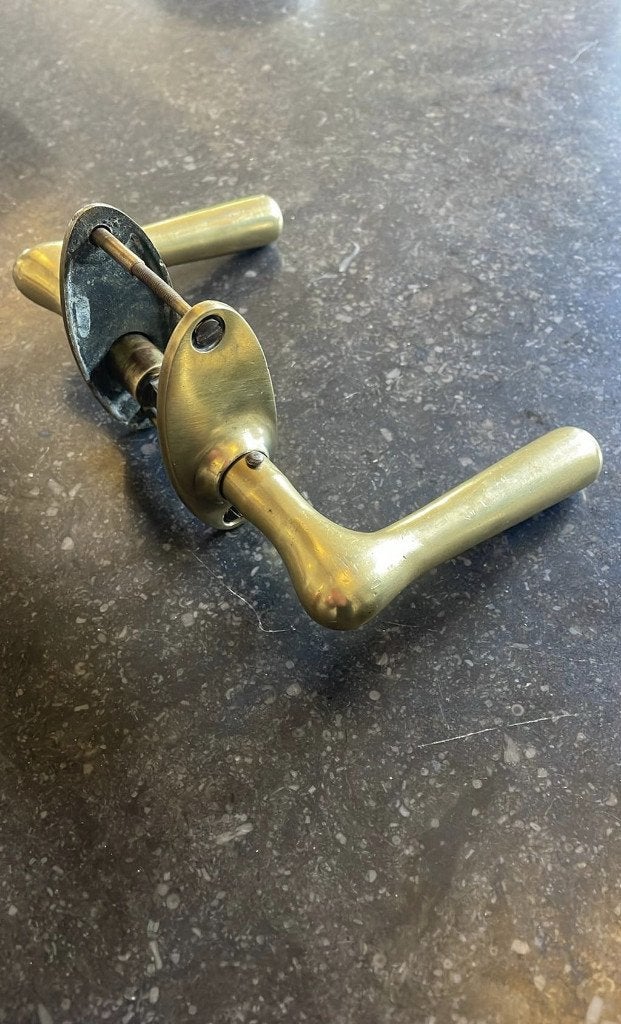 1x set Deurklinken 1900 -1920 ANTIEK Messing krukken klinken, Ophalen of Verzenden