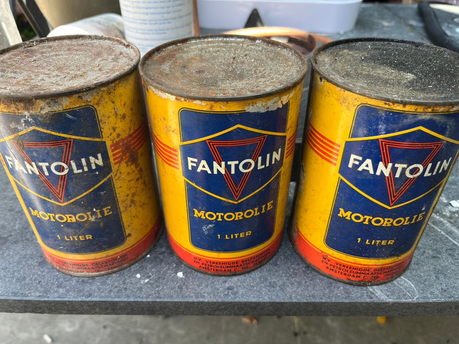 Fantoline liter blikken Amsterdam, Ophalen, Zo goed als nieuw, Beits