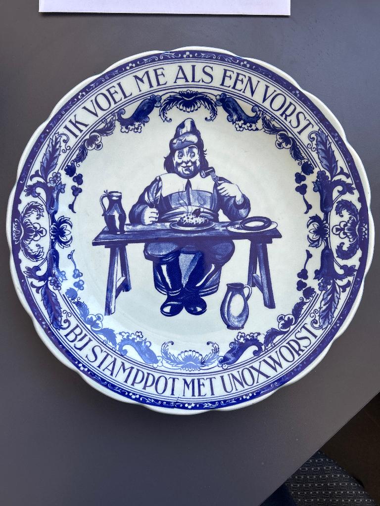 Unox delfts blauw bord, Ophalen of Verzenden