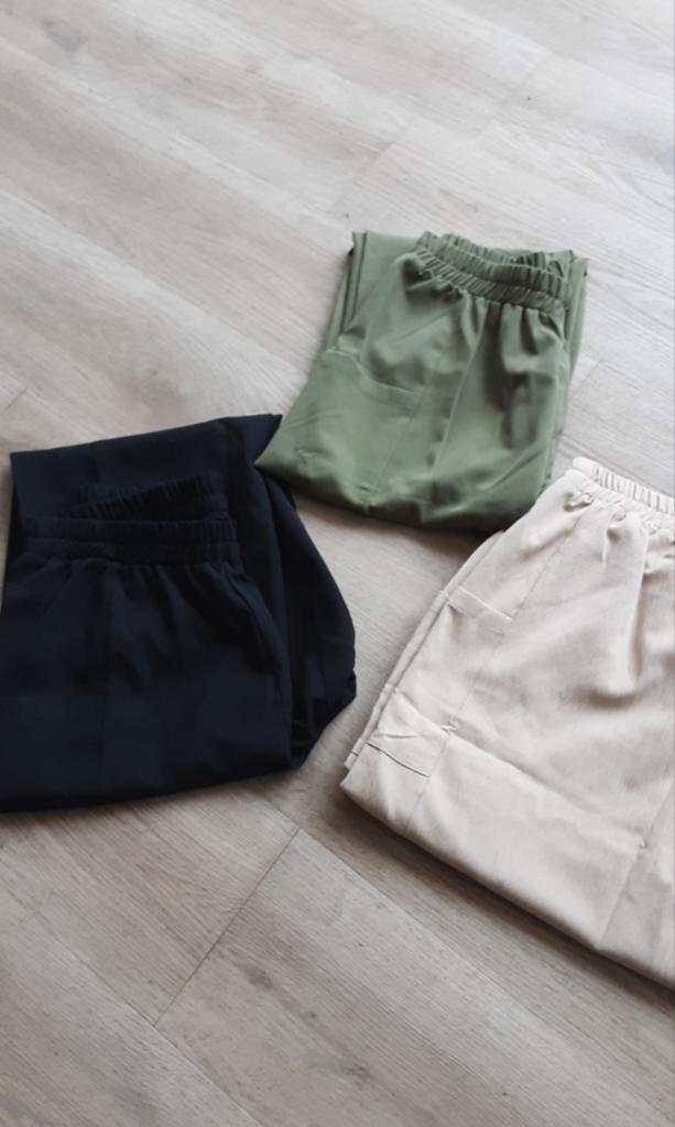 Comfortabele broeken set (3 stuks) - Zwart, Groen, Beige, Kleding | Dames, Broeken en Pantalons, Zwart, Maat 46/48 (XL) of groter