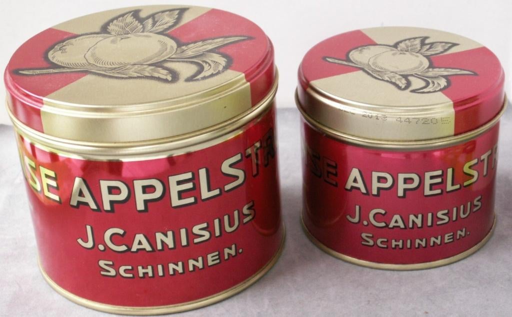 2 verschillende ronde blikken Rinse appelstroop J. Canisius, Ophalen of Verzenden, Zo goed als nieuw, Overige