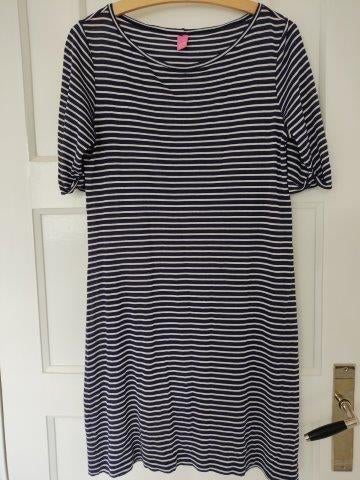 Kyra & Co jurk blauw/wit M, Maat 38/40 (M), Blauw, Ophalen of Verzenden, Zo goed als nieuw