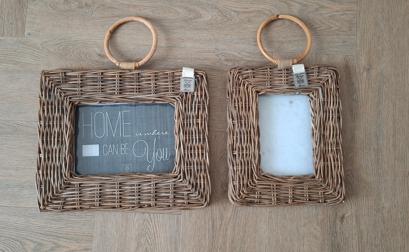 riviera maison riet rotan fotolijst met bamboe ring, Ophalen, Bruin, Hangend, Zo goed als nieuw