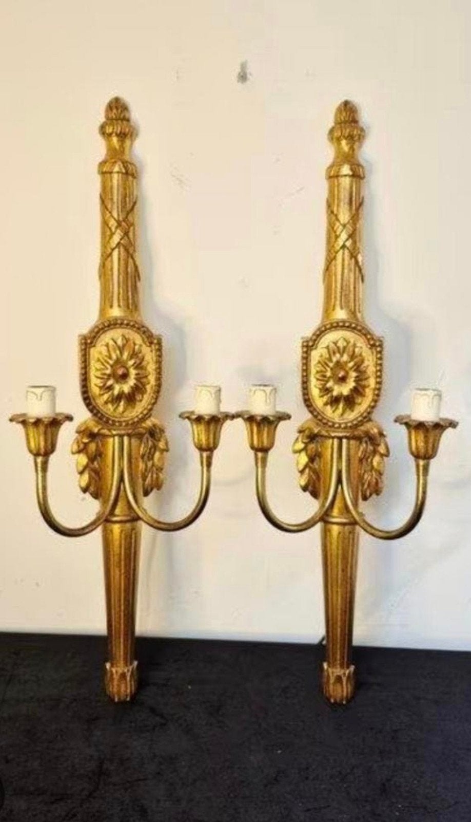 Houten vergulde wandlampen, Seize, Ophalen