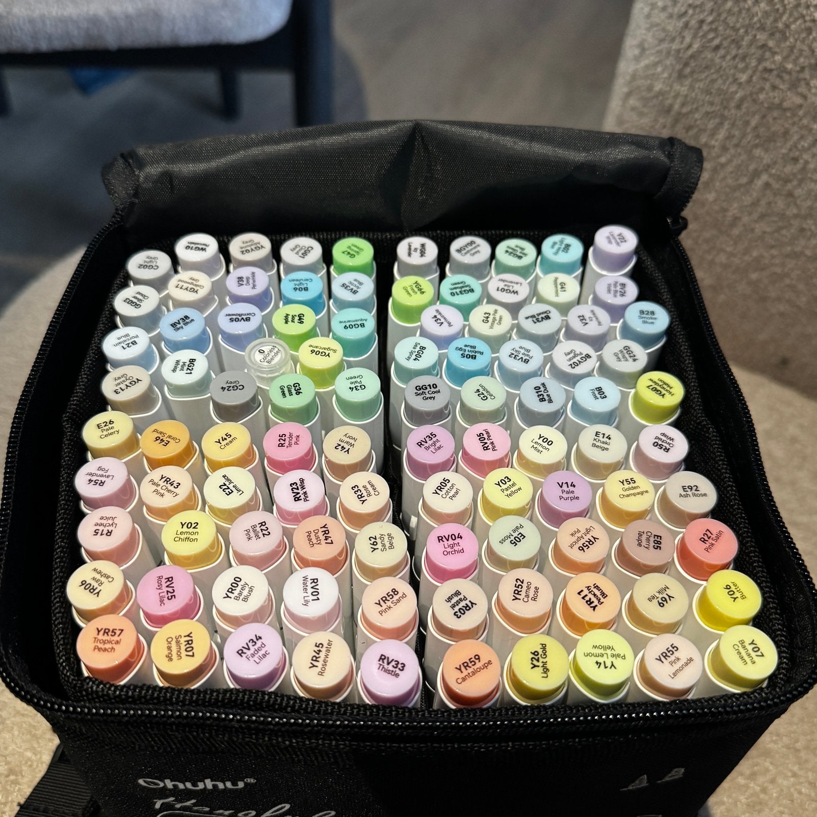 Ohuhu Honolulu Brush & Chisel 96 Pastel Alcohol Markers, Ophalen of Verzenden, Zo goed als nieuw, Overige typen
