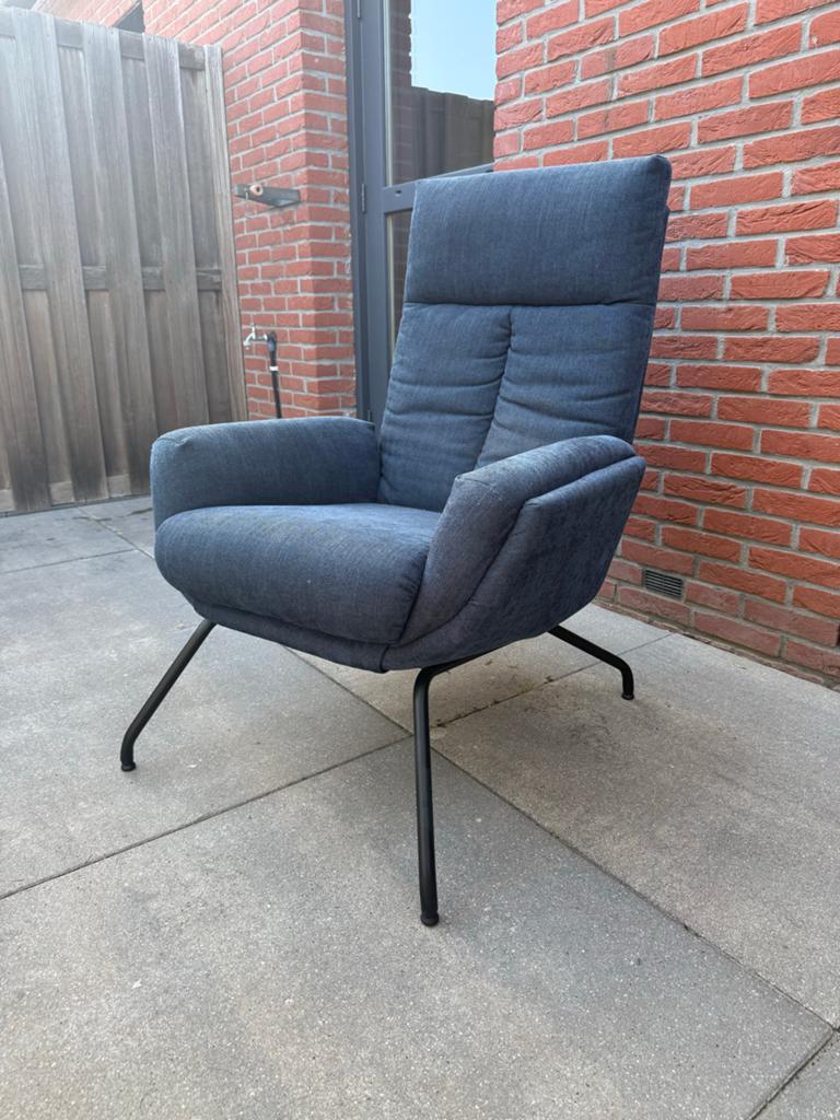 Comfortabele fauteuil - Donkerblauw, Huis en Inrichting, Fauteuils, Ophalen, Gebruikt, 75 tot 100 cm, Stof