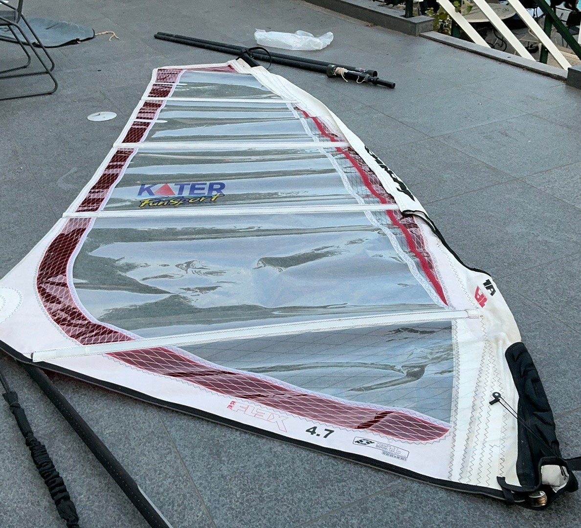 Zeil, mast, giek., Ophalen, Zo goed als nieuw, Zeil
