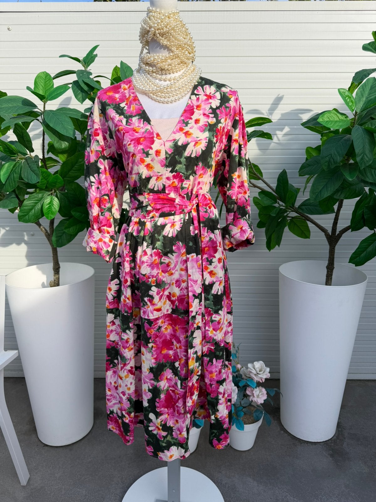 Nieuw Zara jurk bloemen roze groen katoen xl xxl 42 44, Verzenden, Maat 42/44 (L), Nieuw, Roze