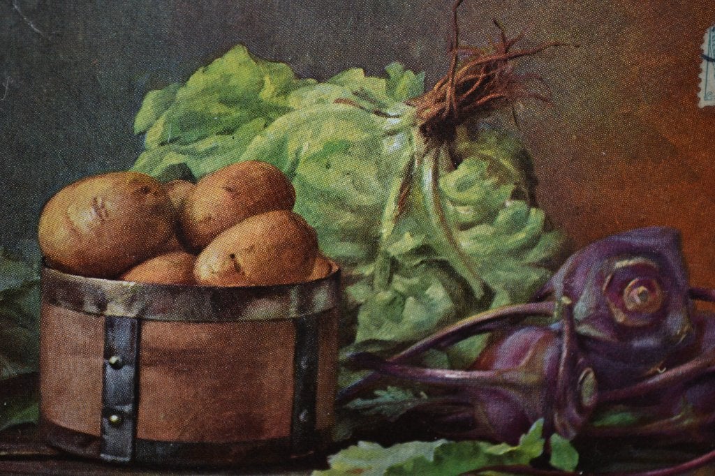 frankrijk 1910 stilleven koperen pan rode kool  aardappels, Ophalen of Verzenden, Voor 1920, Ongelopen, Sterren en Beroemdheden