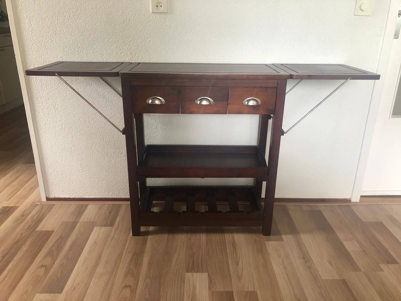 Houten sidetable /met uitklapbare bladen, Ophalen of Verzenden, Gebruikt