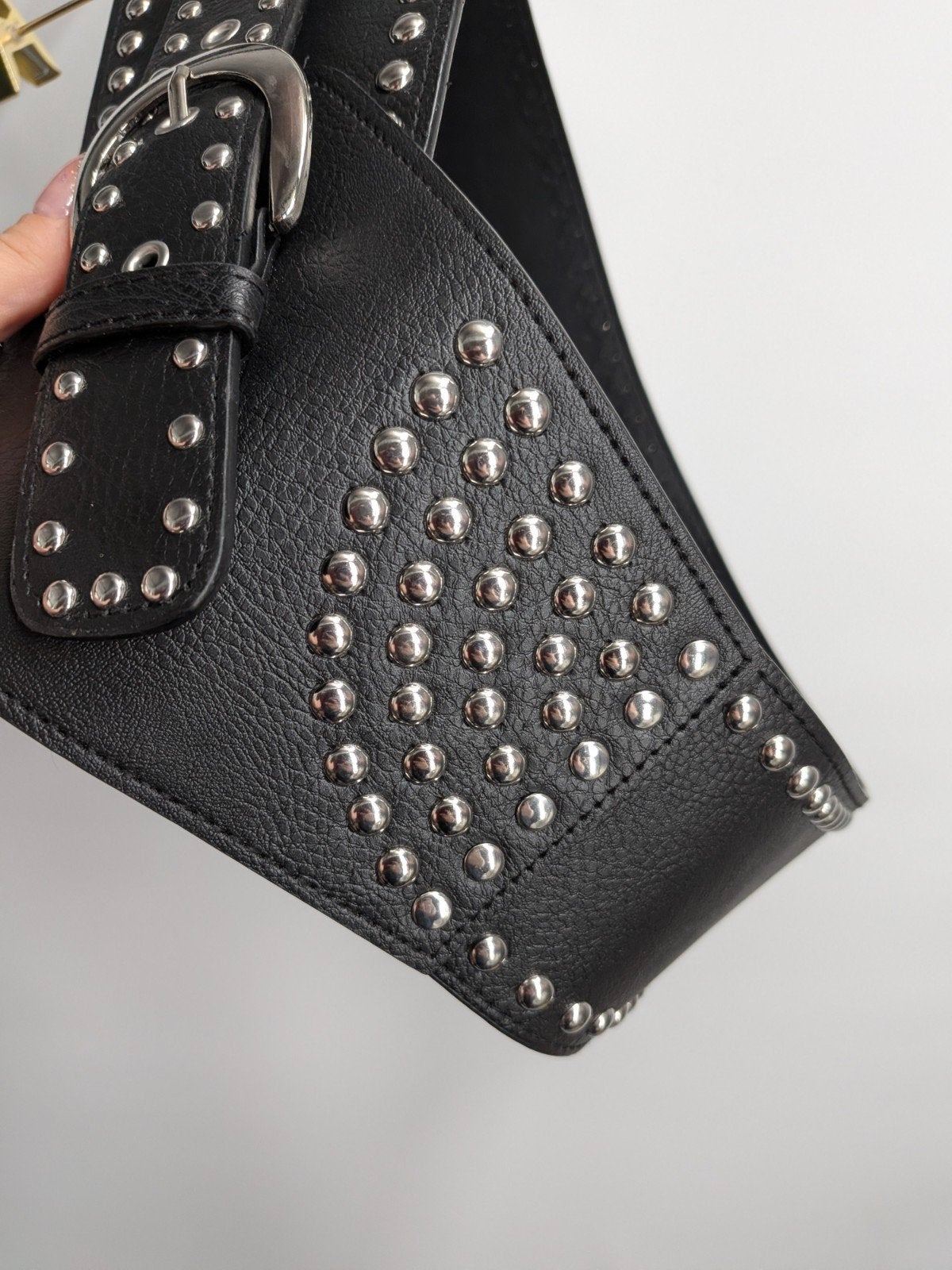 Zwarte Western Look Riem met Studs - 80cm nieuw, 80 tot 90 cm, 3 tot 5 cm, Zwart, Heupriem