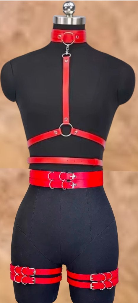 Harness Lingerie Kouseband Gotisch Nieuw Rood Kraag Huid, Verzenden, Rood, Body of Korset