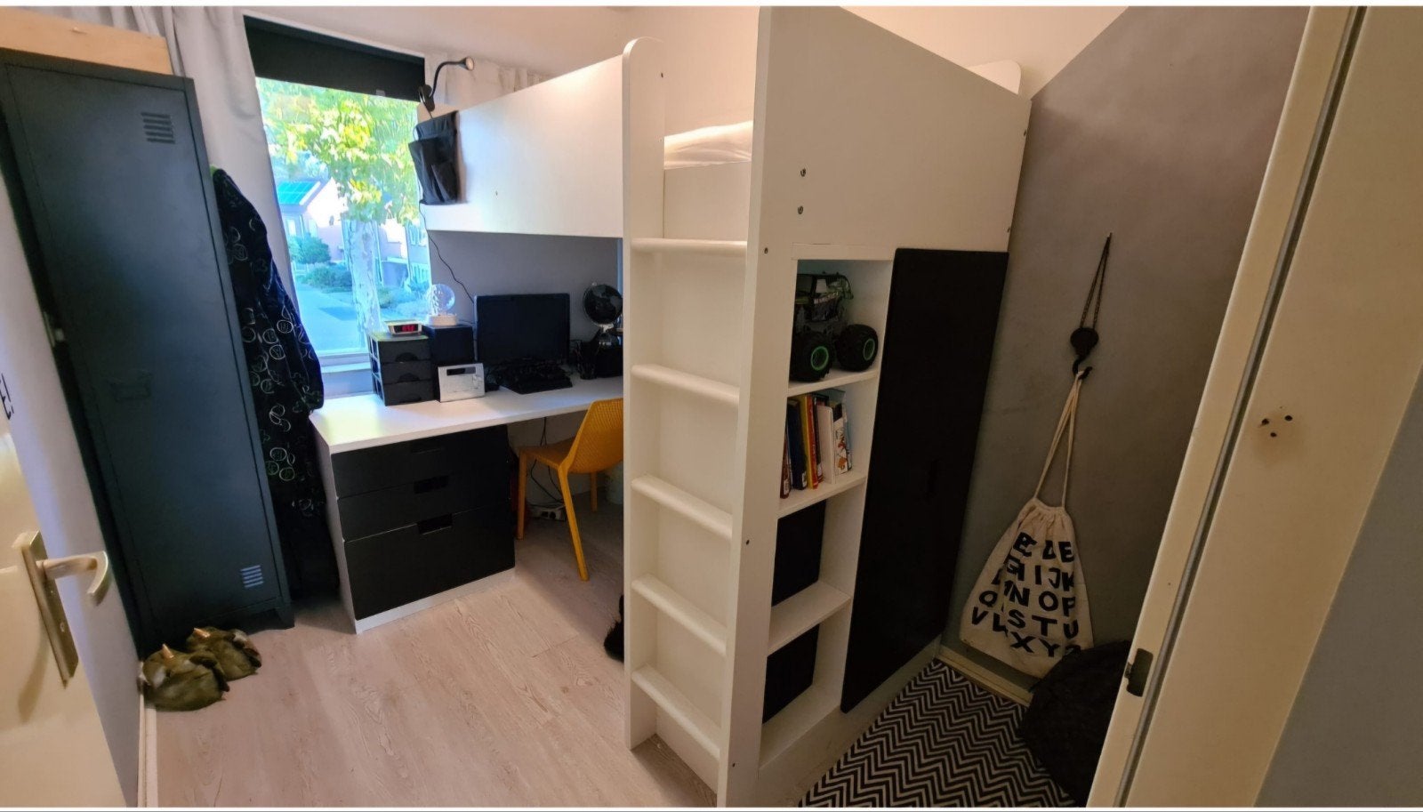 IKEA SMÅSTAD Hoogslaper met bureau en opbergruimte, Ophalen, Gebruikt, Eenpersoons, 200 cm
