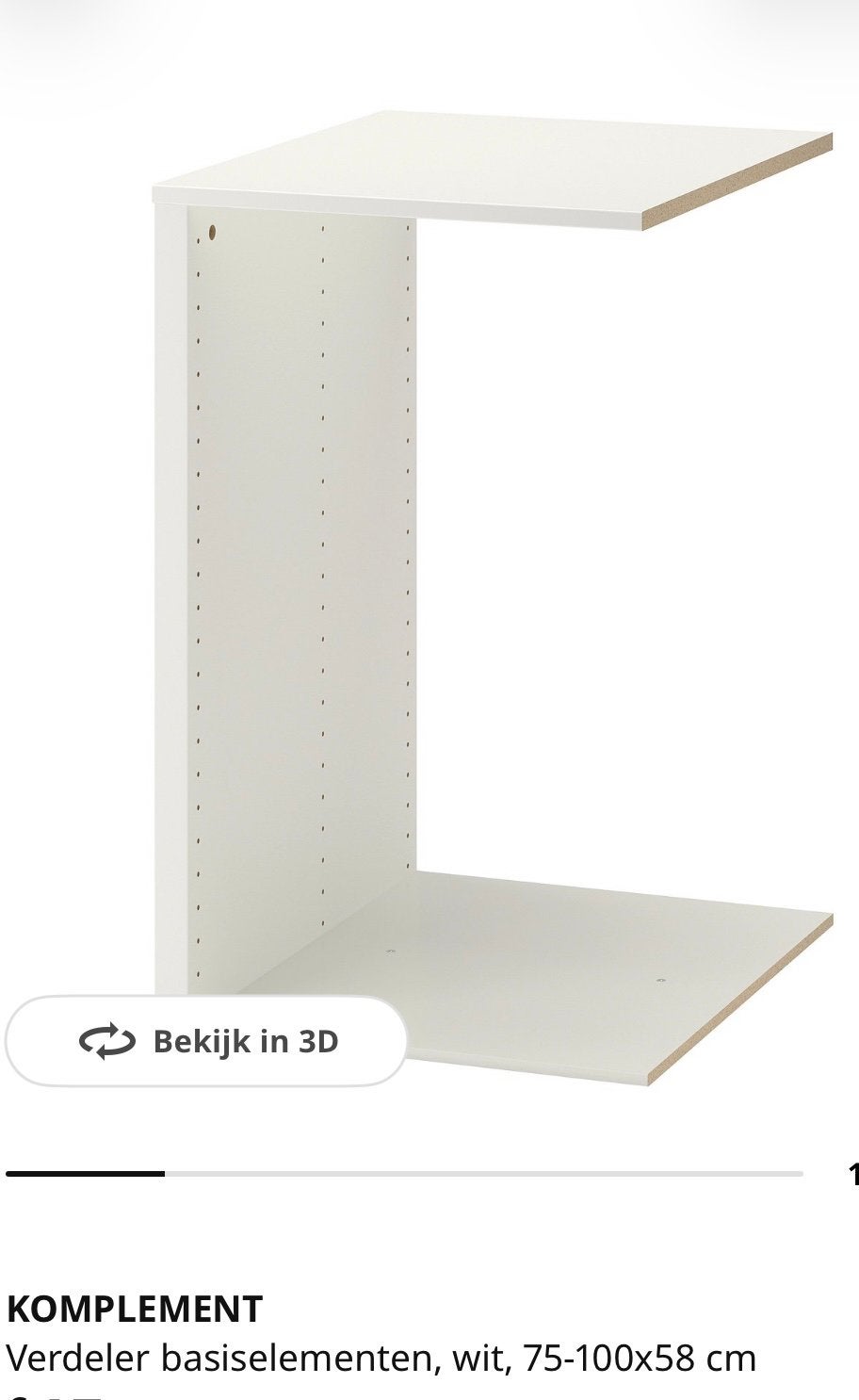 IKEA Pax Komplement verdeler + 2 planken wit, Huis en Inrichting, Kasten | Kledingkasten, Ophalen, Met plank(en), 200 cm of meer