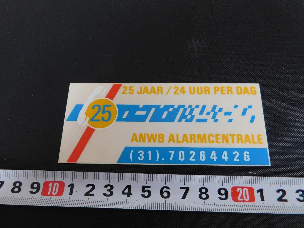 sticker ANWB alarmcentrale 25 jaar / 24 uur per dag *, Ophalen, Zo goed als nieuw