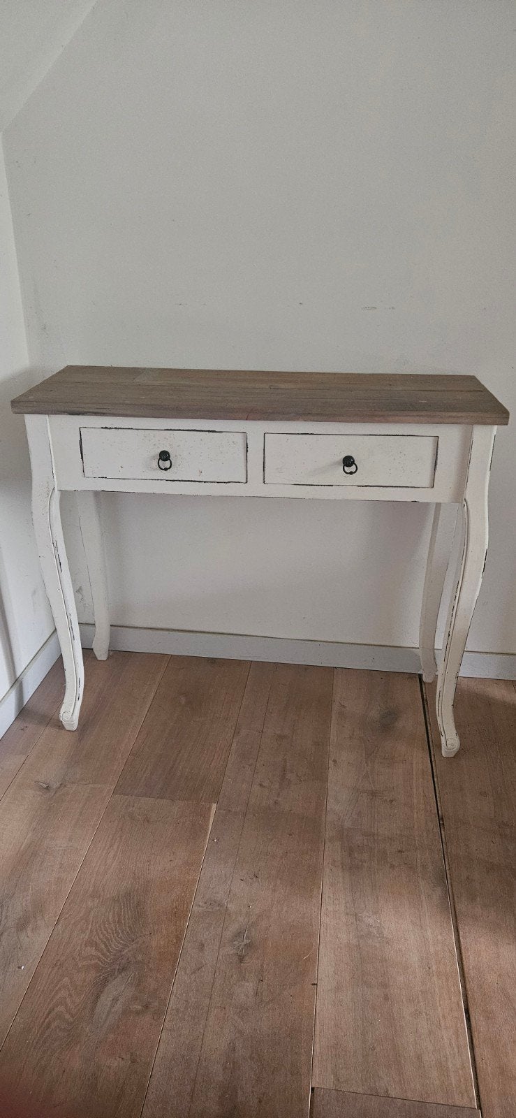 Sidetable / Console tafel met 2 lades - Landelijke stijl, Ophalen, Gebruikt, 100 tot 150 cm, Landelijke stijl