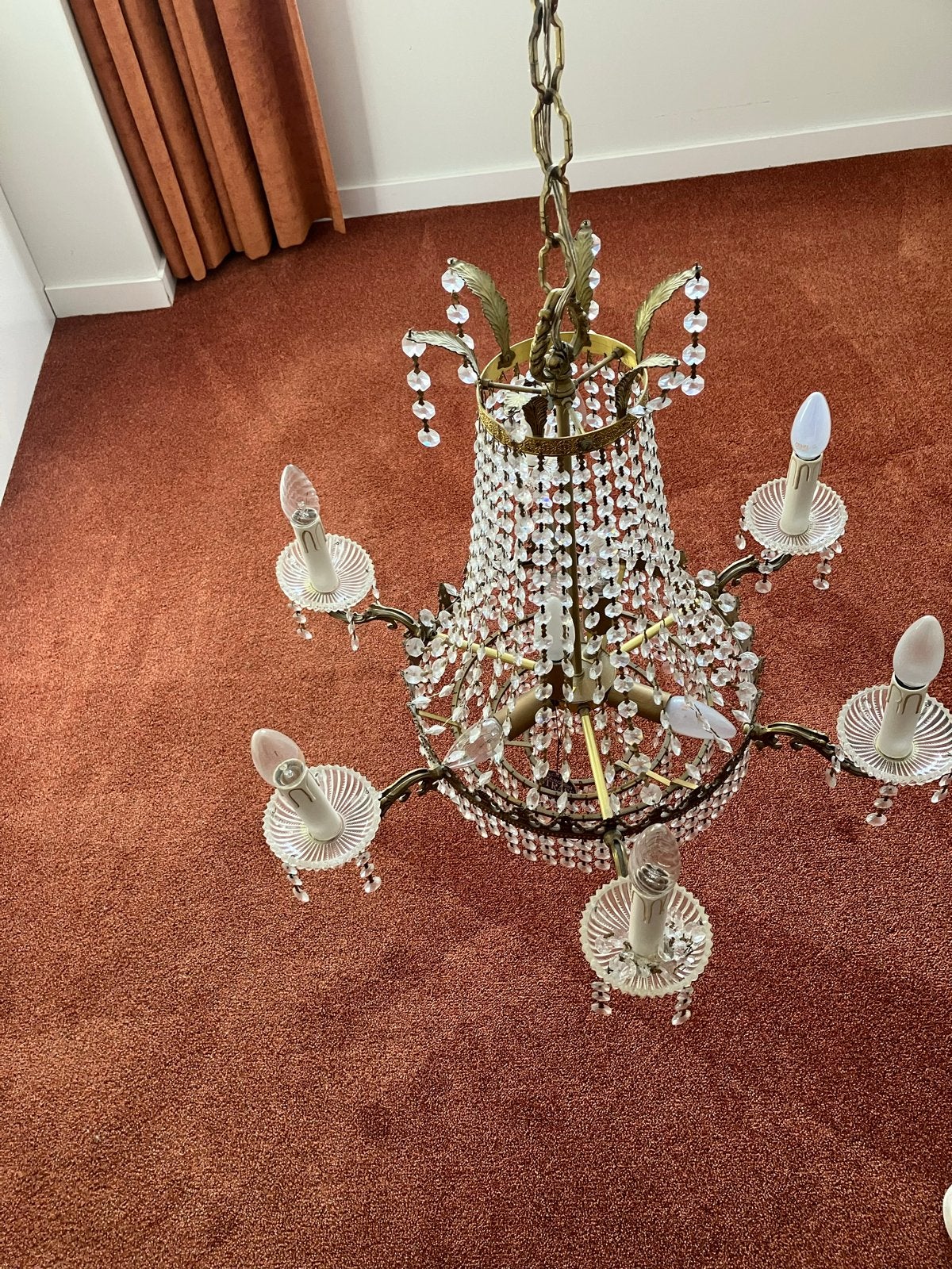 Mooie echte Swarovski kristallen kroonluchter, Ophalen, Zo goed als nieuw, Glas, E14 (klein)