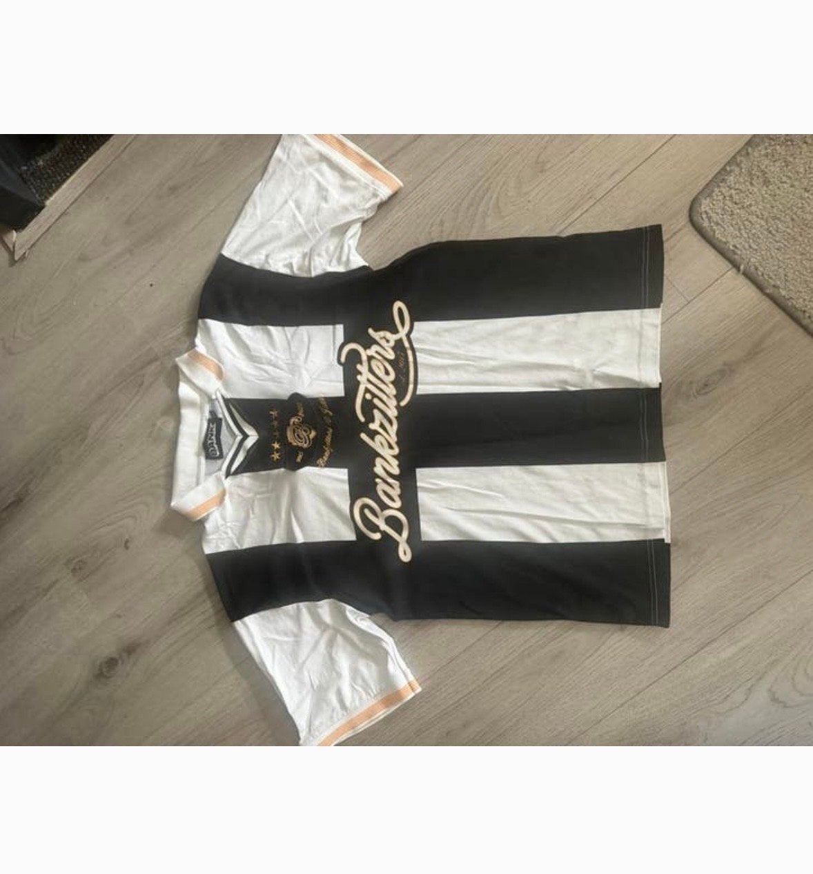 Bankzitters T-shirt Zwart/Wit Maat L, Kleding | Heren, T-shirts, Verzenden, Gedragen, Maat 48/50 (M), Zwart