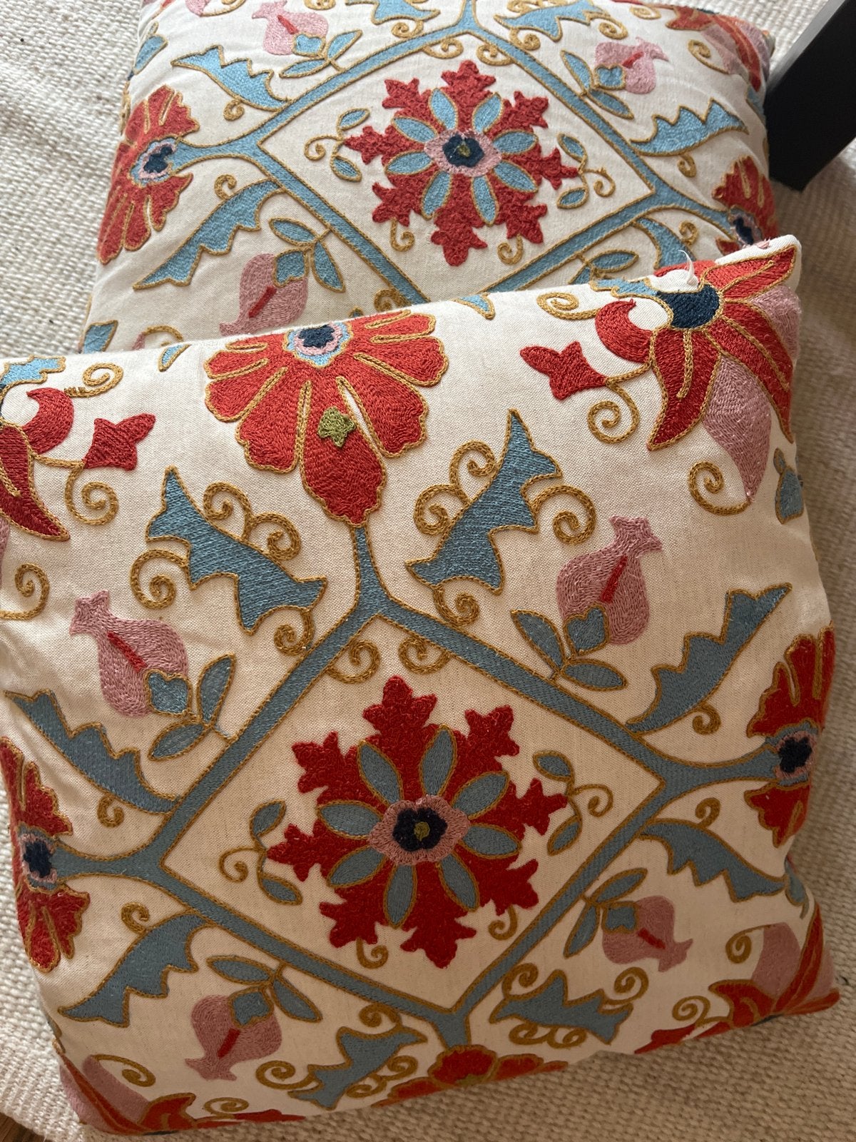 Set van 2 geborduurde kussenhoes met bloemmotief, Ophalen, Overige merken, Meerkleurig, Met print