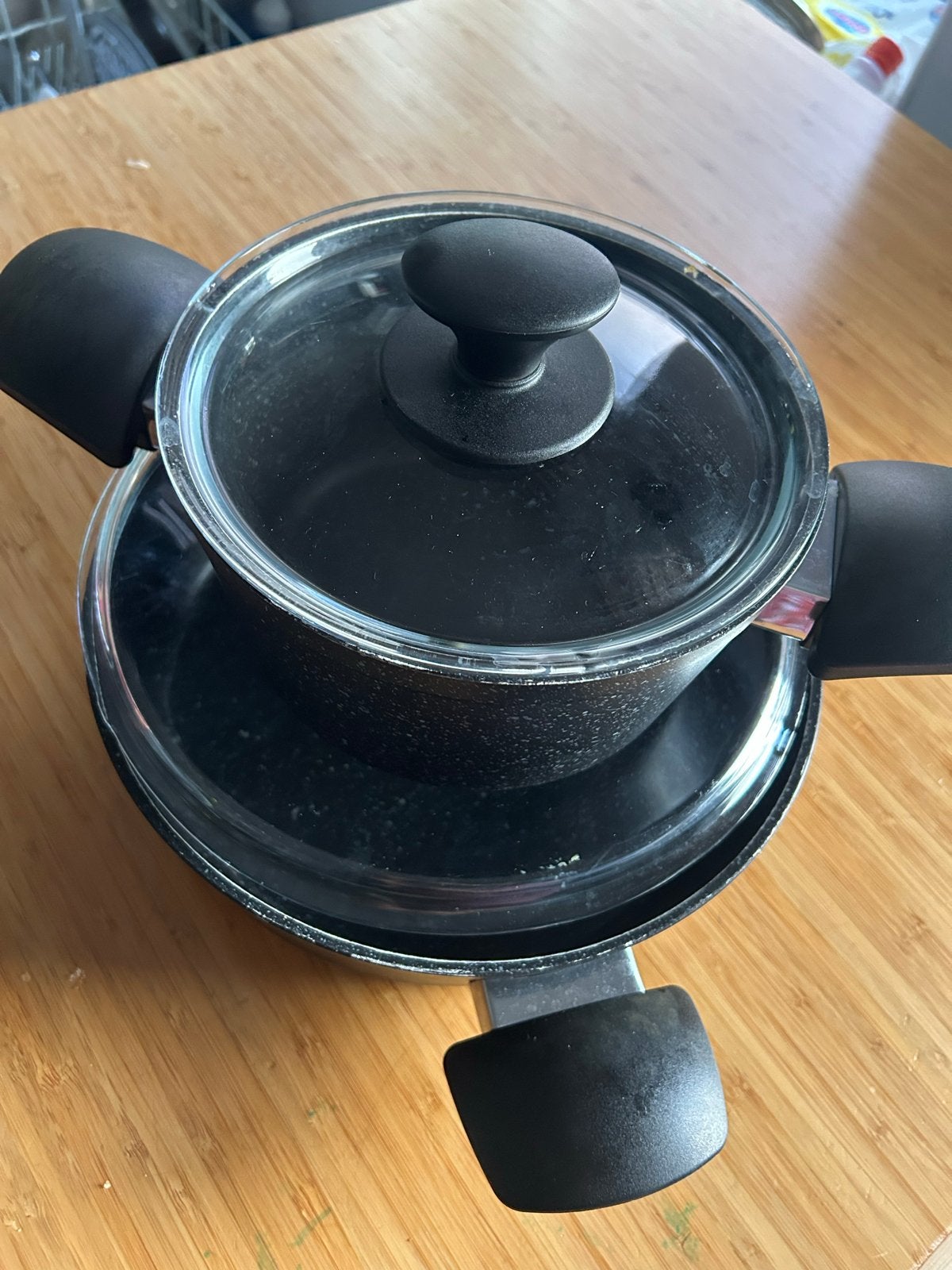 Pannenset: Koekenpan en Kookpan met Deksel, Ophalen, Overige materialen, Gebruikt, Antiaanbaklaag