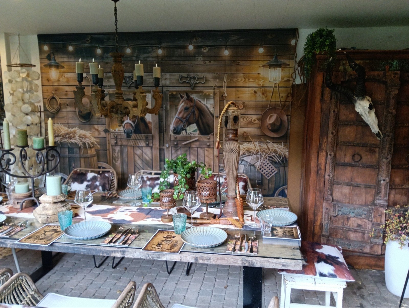 western cowboy country spullen backdrop paarden feestartikel, Ophalen of Verzenden, Nieuw