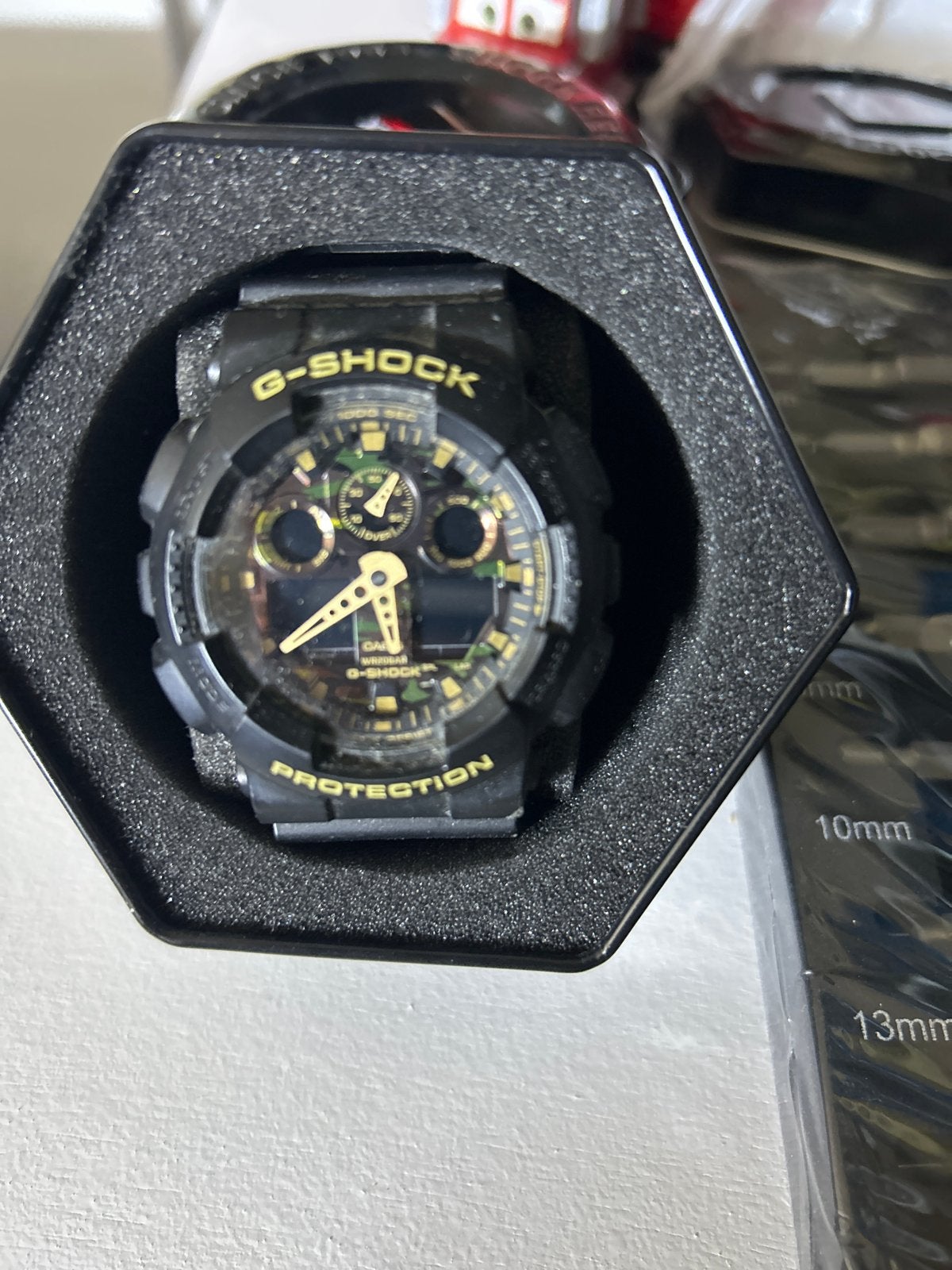Casio G-Shock Horloge Zwart/Goud Camouflage, Casio, Kunststof, Polshorloge, Ophalen of Verzenden