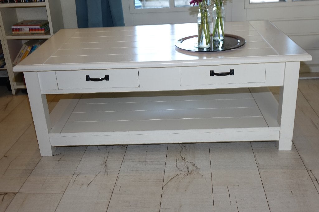 Gratis af te halen zware witte salontafel 120x70x46 cm, Ophalen, Gebruikt, 100 tot 150 cm, 50 tot 100 cm
