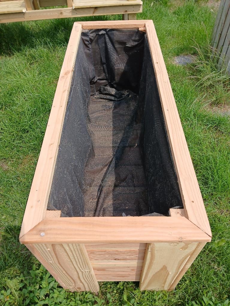 plantenbak douglashout met smalle afwerklat, 100 cm of meer, Nieuw, Ophalen of Verzenden, 60 cm of meer