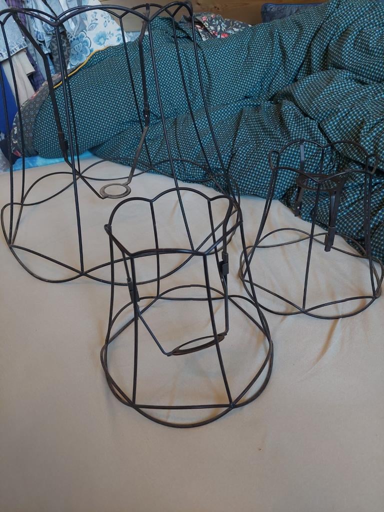 3 Lampenkappen: 1 Grote, 2 Kleine (Samen of Apart), Gebruikt, 25 tot 50 cm, Zwart, Ophalen of Verzenden