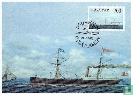 Maximumkaart 8 Oude schepen op Faröer lijn 1983, Postzegels en Munten, Ophalen of Verzenden