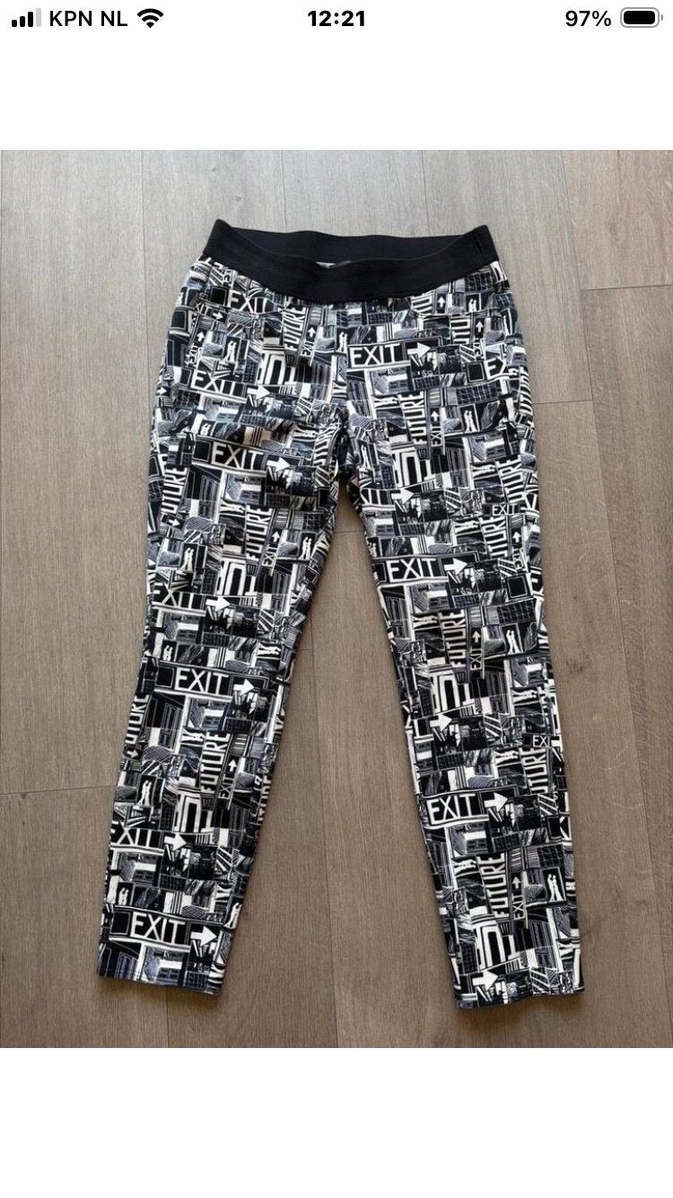 CAMBIO STRETCH BROEK MODEL LILIBETH ZWART/ECRU MAAT 42, Zwart, Maat 42/44 (L), Ophalen of Verzenden, Zo goed als nieuw