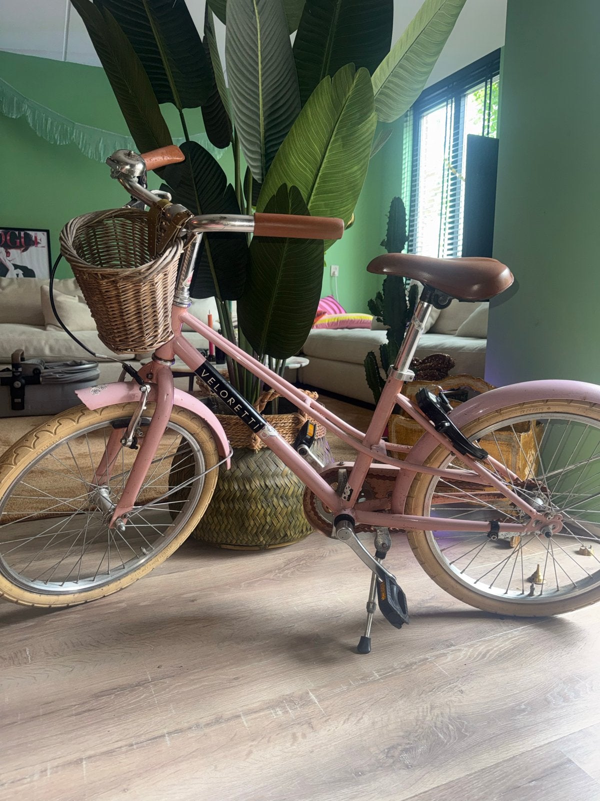 Roze Veloretti kinderfiets met mandje - Gebruikt, Ophalen, Gebruikt, Velgrem, 16 tot 20 inch