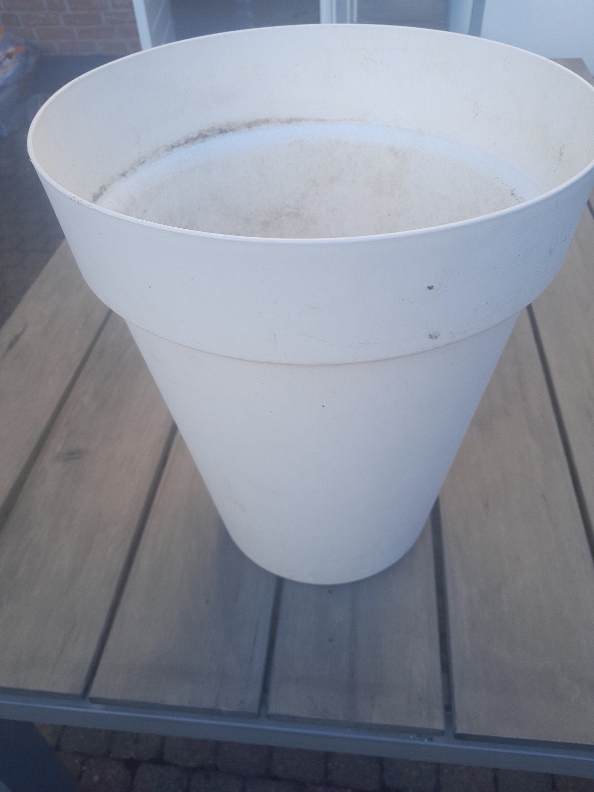 Grote witte bloempot, Ophalen, Rond, Kunststof, 40 cm of meer