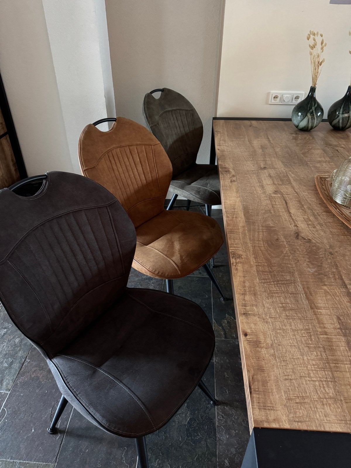 Eetkamerstoelen - Set van 6 in diverse kleuren, Overige kleuren, Ophalen of Verzenden, Zo goed als nieuw, Stof