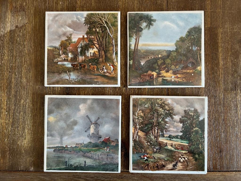 4 landschap tegeltjes mosa Holland, Ophalen