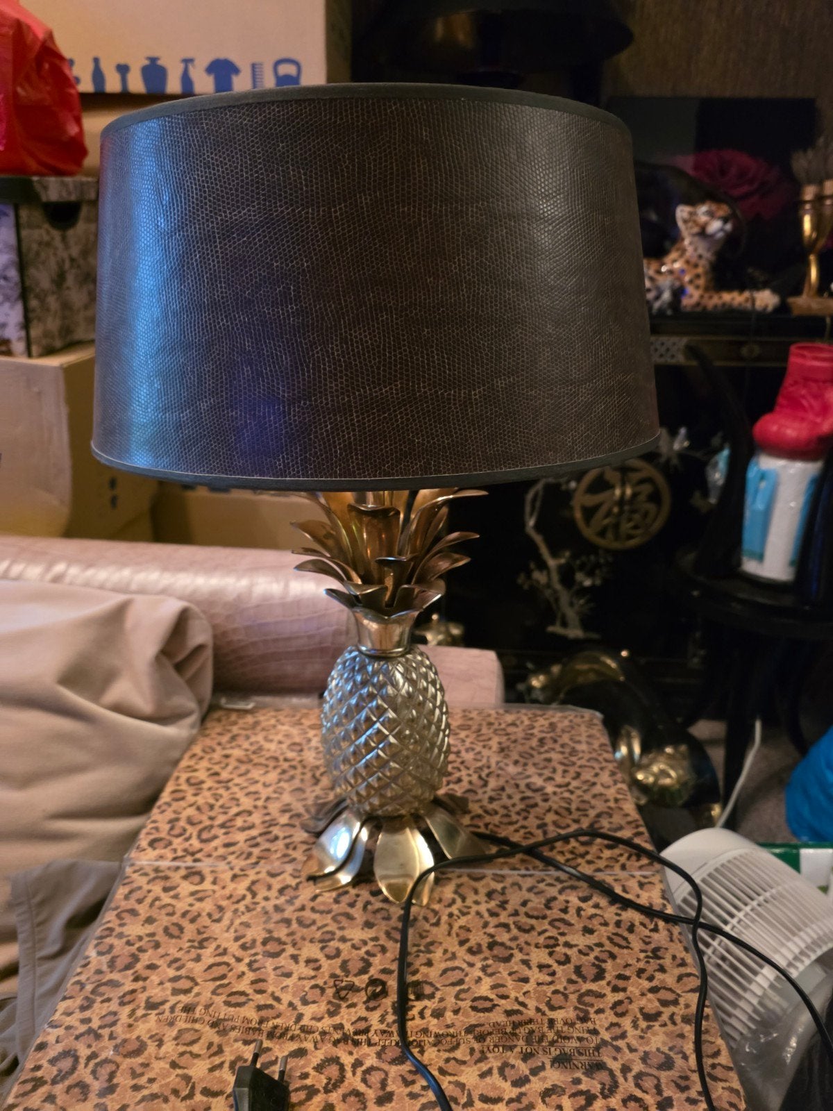 hollywood regency messing Ananas lamp, Huis en Inrichting, Lampen | Lampenkappen, Ophalen, Bruin, Rond