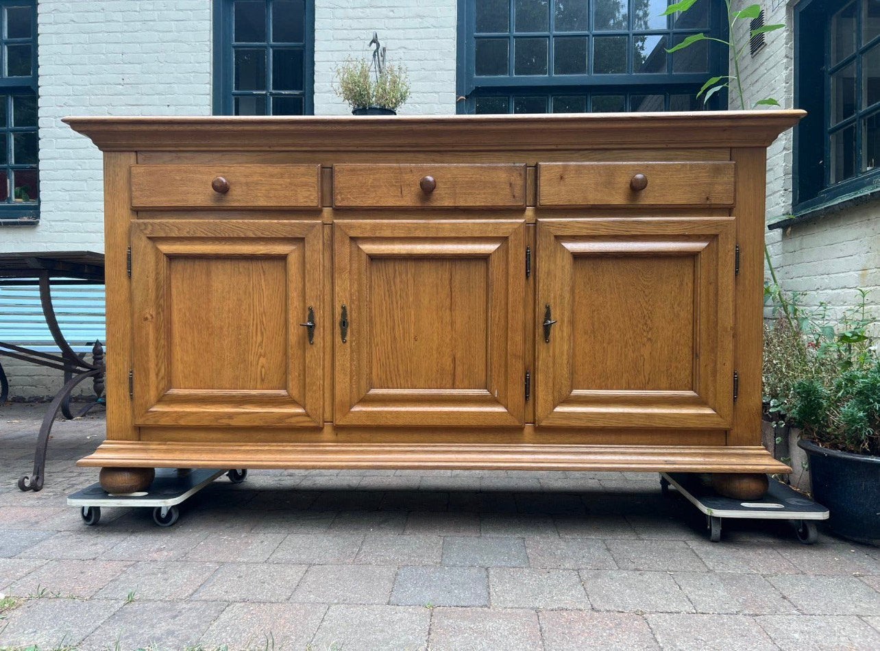 Massief eiken dressoir / buffetkast - landelijk, Ophalen, Zo goed als nieuw, 50 tot 75 cm